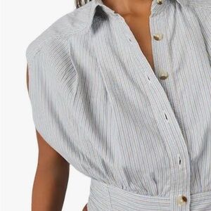 We The Free Gray Sleeveless Striped Button-Down Shirt Size XL